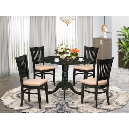 East West Furniture 5 Piece Dublin Dining Room Table Set - Black DLVA5-BLK-C